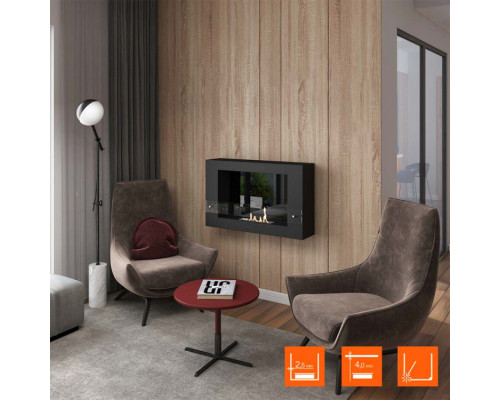 Биокамин SteelHeat WALL LONG 900 LITE черный